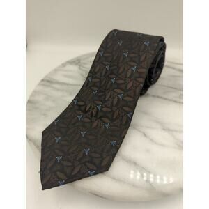 Vintage Yves Saint Laurent Neckwear‎ Neck Tie Brown Blue Geometric Retro Career
